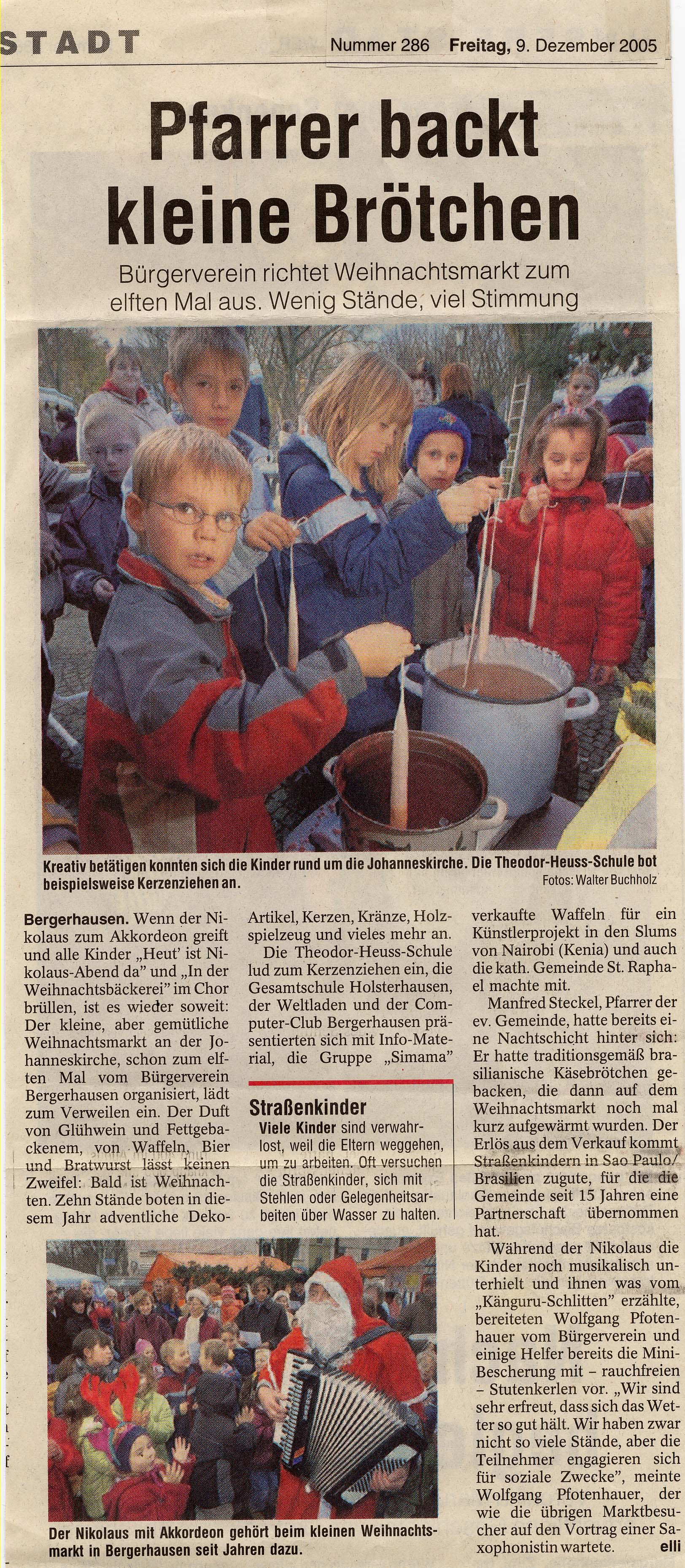 Zeitungsartikel
Nikolausmarkt Bergerhausen